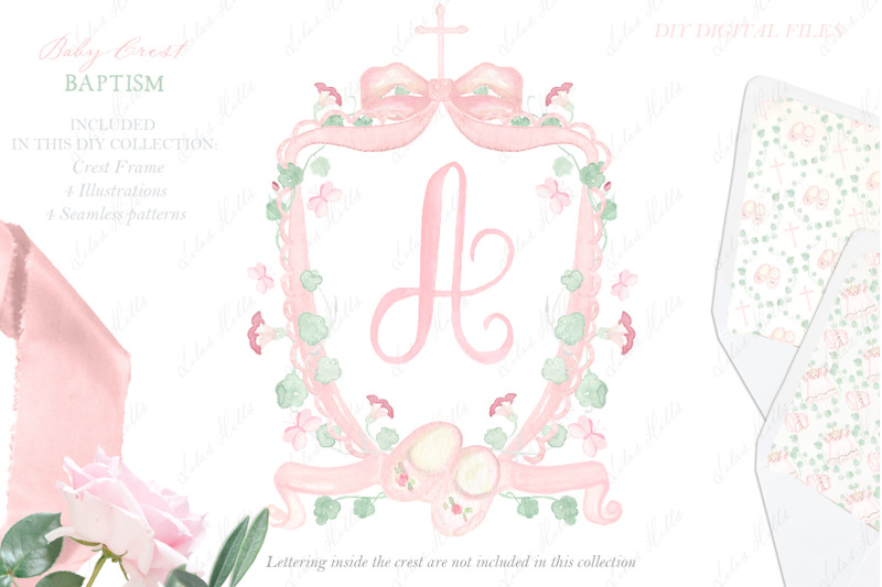 watercolor-crest-baby-baptism-pink