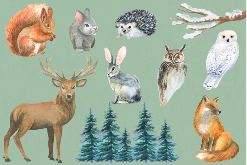 watercolor-forest-animals