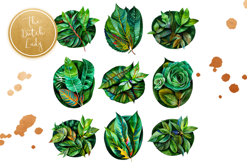 botanical-leaves-sticker-clipart-set