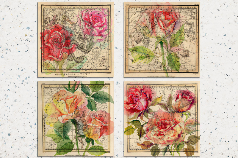 vintage-floral-maps-digital-paper