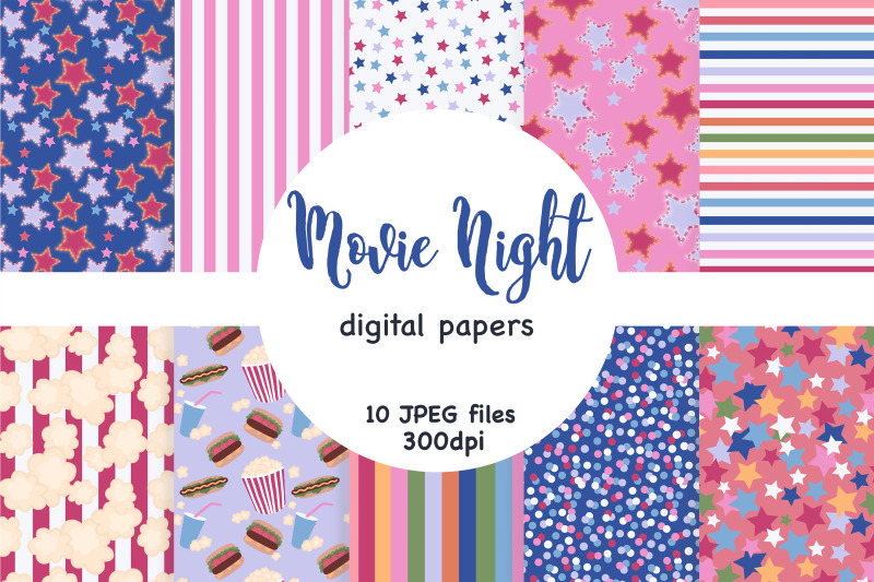 movie-night-digital-paper-stars-seamless-pattern