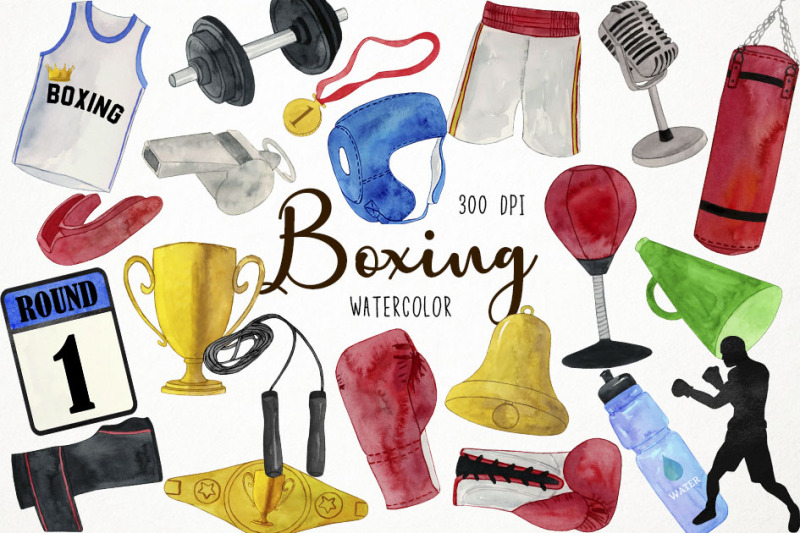 watercolor-boxing-clipart-fighting-clipart-sports-clipart