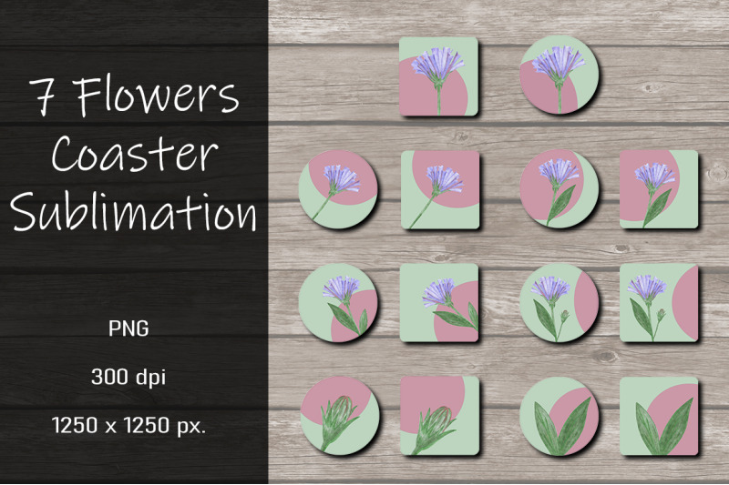 flowers-coaster-sublimation-design-bundle