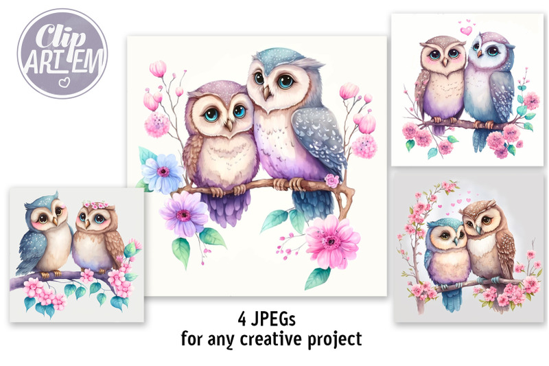 love-owls-watercolor-4-jpeg-images-bundle-couple-in-love-wall-art