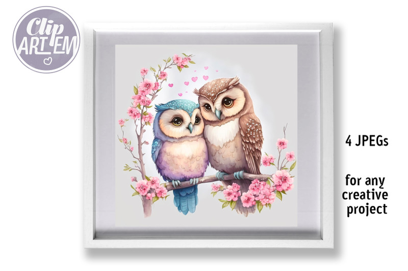 love-owls-watercolor-4-jpeg-images-bundle-couple-in-love-wall-art