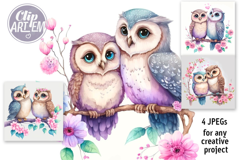 love-owls-watercolor-4-jpeg-images-bundle-couple-in-love-wall-art