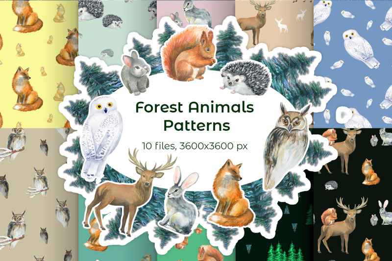forest-animals-watercolor-patterns