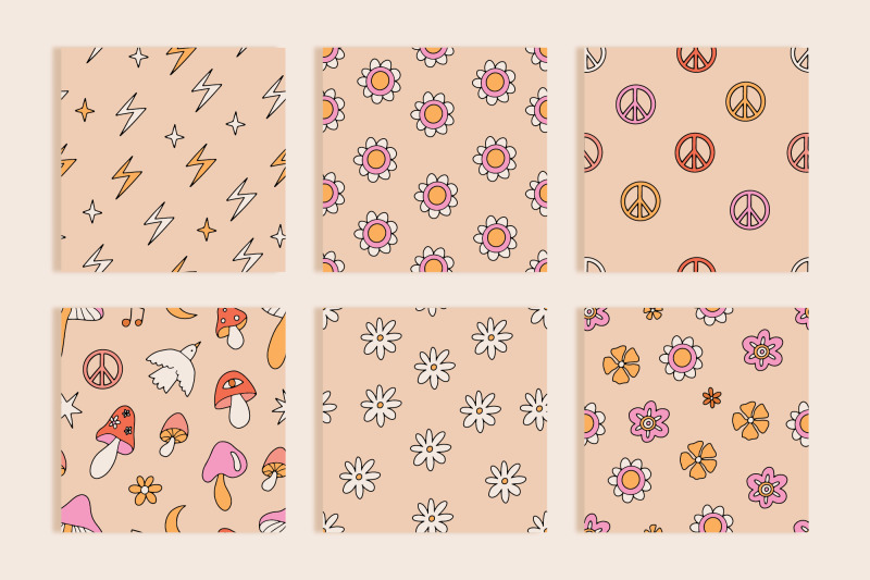 hippie-groovy-backgrounds-1970-retro-seamless-patterns