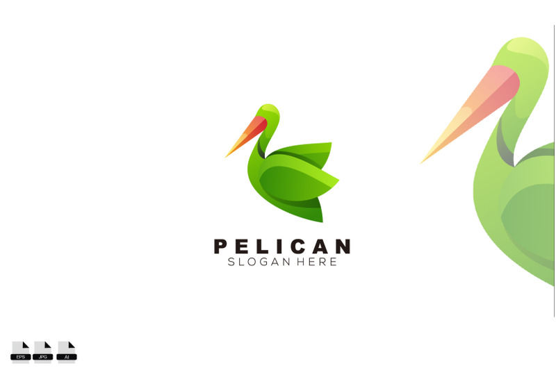 green-pelican-logo-colorful-illustration-design