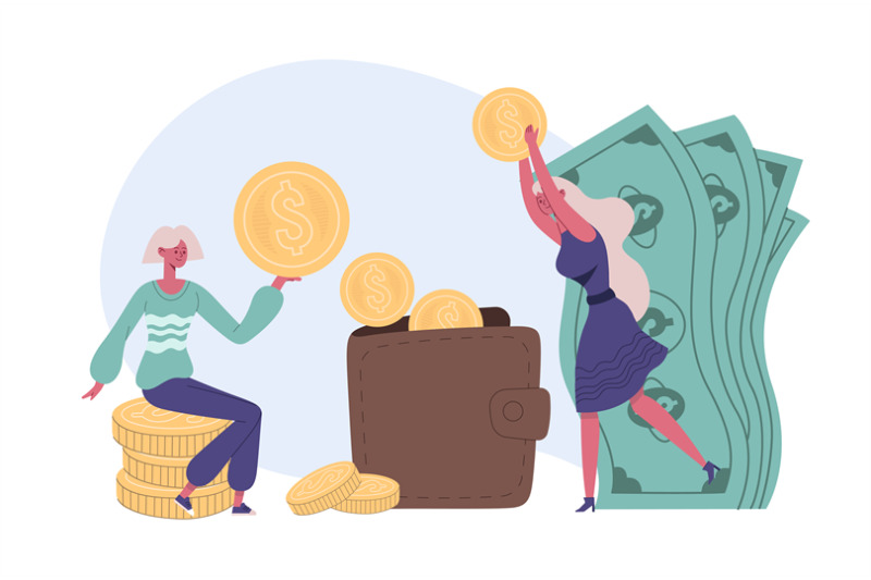 saving-money-financial-concept-female-characters-putting-coins-into-p