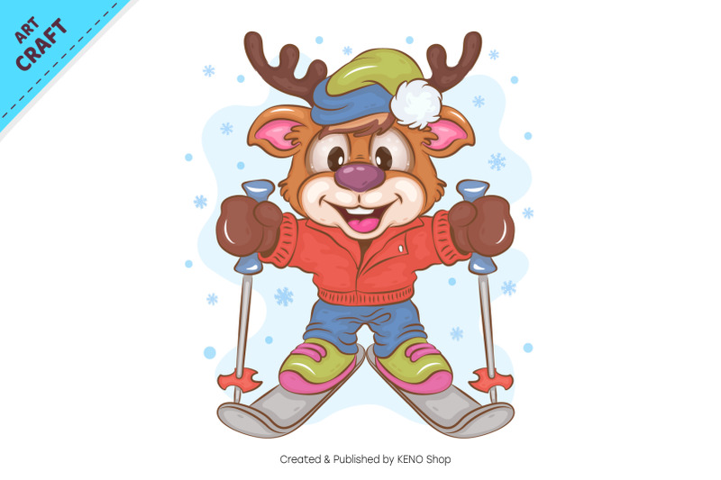 cartoon-deer-skiing-clipart