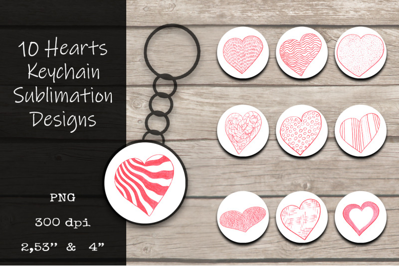 10-red-hearts-keychain-sublimation-png-designs