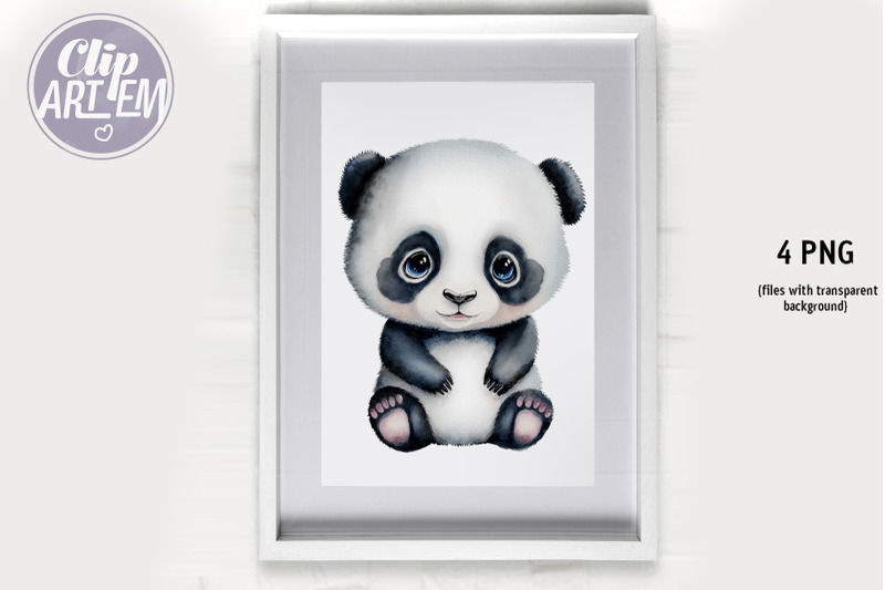 baby-panda-4-bundle-watercolor-clip-art-wall-art-images