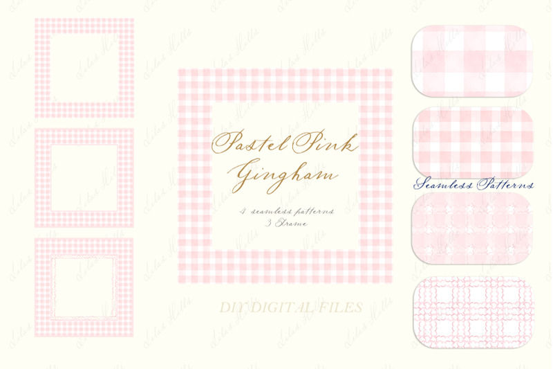 gingham-pastel-pink-pattern-frames-diy-baby-shower