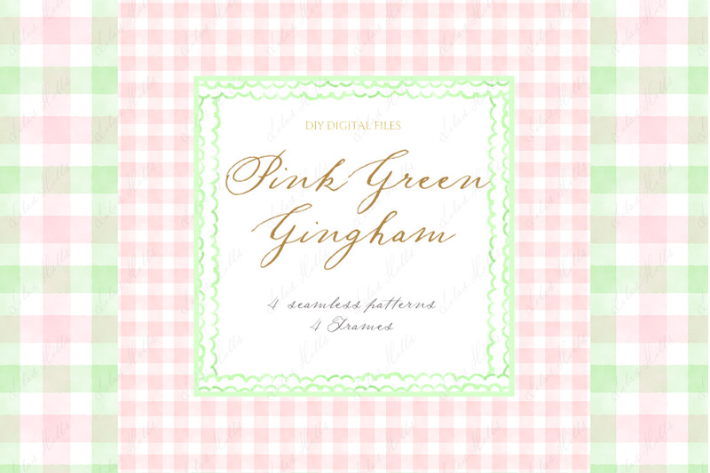 gingham-pastel-pink-green-pattern-frames-diy-baby-shower