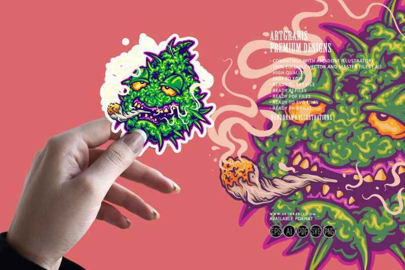 weed-leaf-plan-smoking-cannabis-illustrations