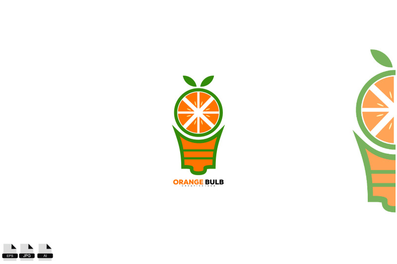 bulb-with-orange-fruit-logo-illustration-design-symbol