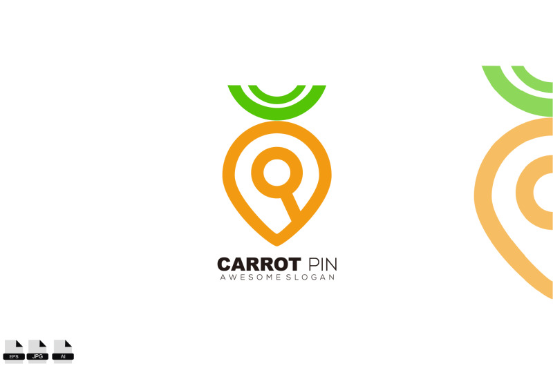 carrot-with-pin-design-line-art-logo-combination-icon