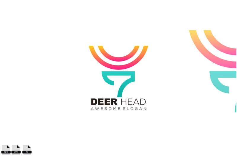 deer-head-design-style-line-art-logo-colorful