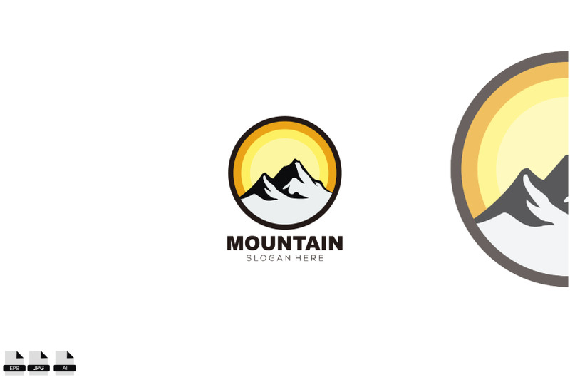 mountain-icon-frame-round-logo-design-symbol