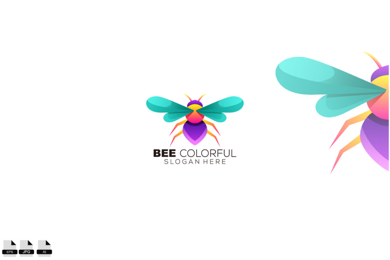 bee-queen-logo-gradient-colorful-design-template-illustration