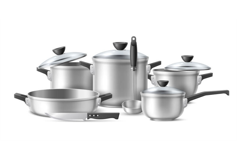 realistic-cookware-silver-shiny-kitchenware-composition-metallic-ute