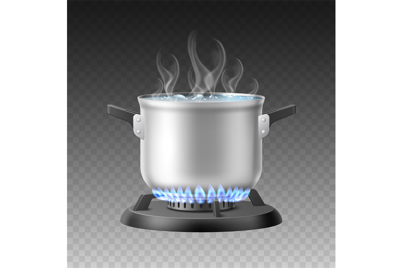 realistic-cooking-boiling-water-heated-steel-pot-on-gas-burner-isola