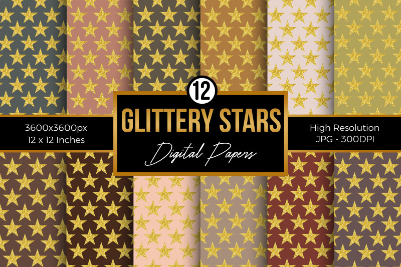 gold-glitter-stars-digital-papers