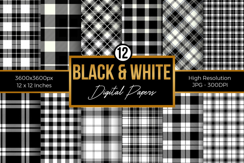 black-and-white-plaid-digital-papers