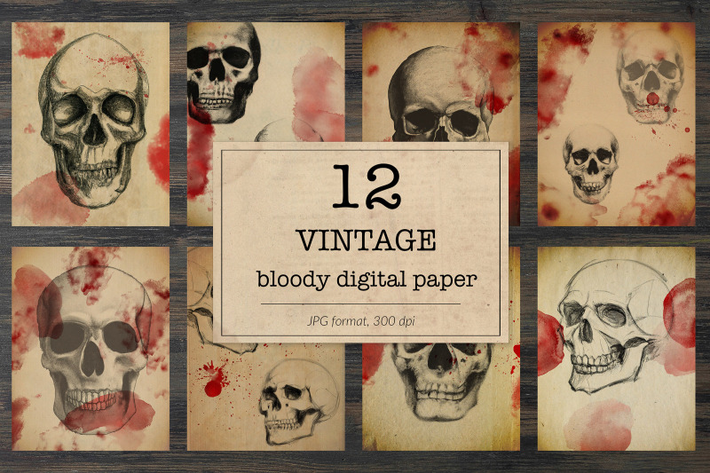 bloody-skull-digital-paper