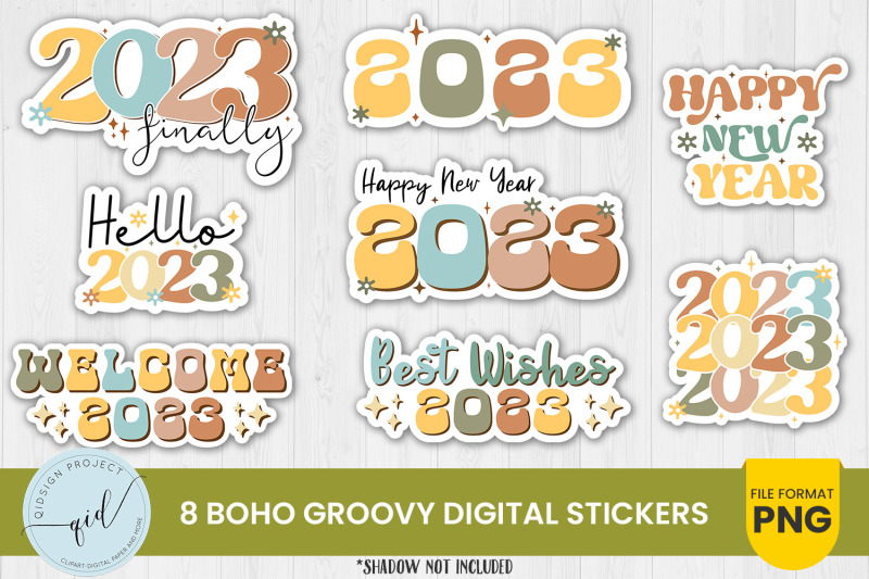 boho-groovy-2023-digital-stickers-8-variations