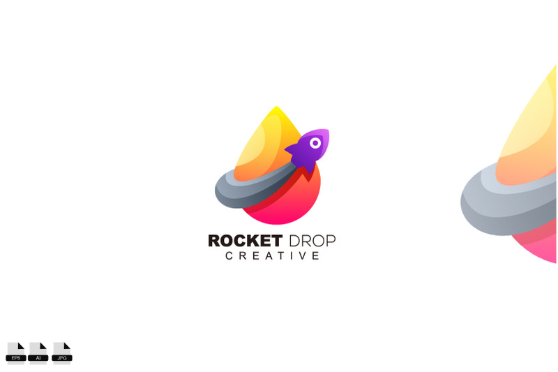 rocket-with-water-drop-logo-template-design-color