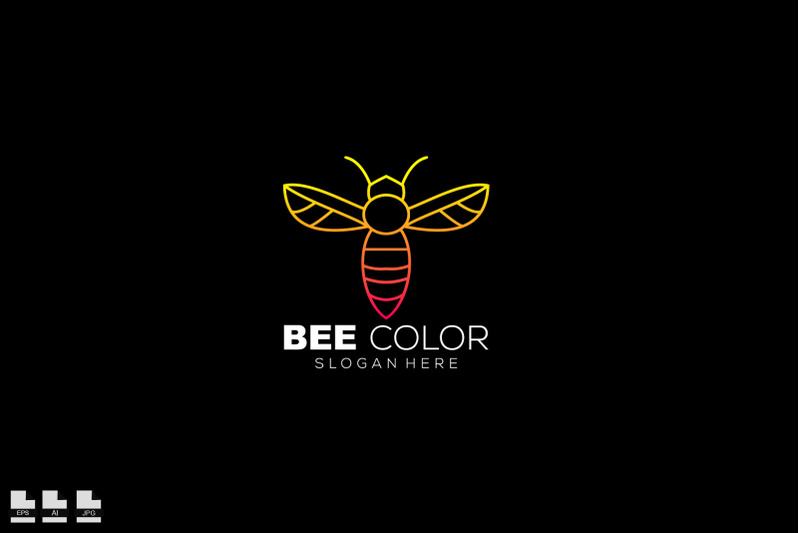 bee-line-art-design-illustration-logo-template-icon