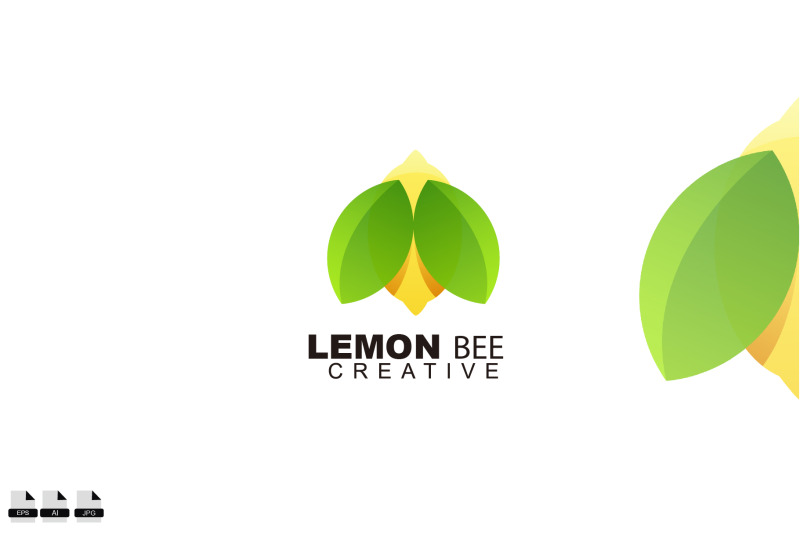 lemon-fruit-with-bee-logo-design-illustration-template