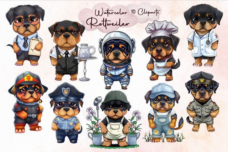 watercolor-rottweiler-puppies-bundle