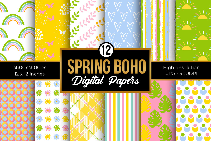 boho-spring-digital-papers