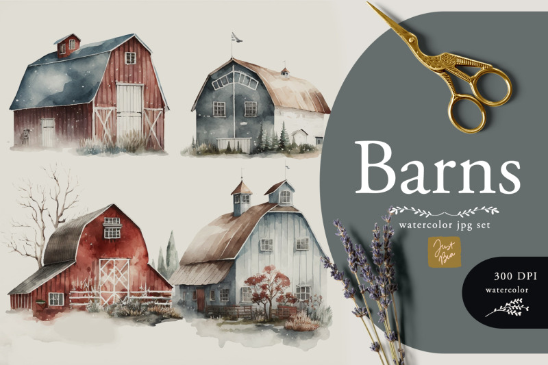 whimsical-set-of-40-watercolor-barns-illustrations