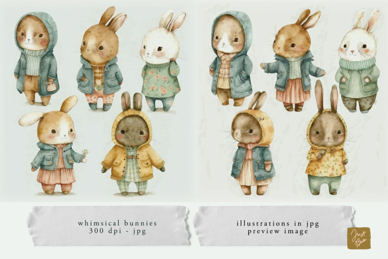 cute-adorable-set-of-40-watercolor-bunnies-illustrations