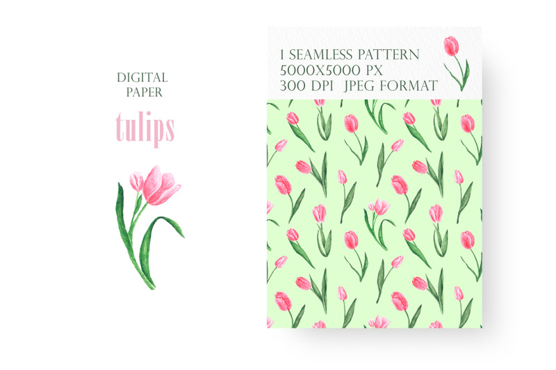 tulips-digital-paper-seamless-pattern-spring-flowering