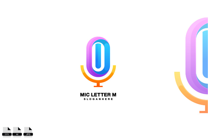 mic-with-letter-o-logo-combination-design-template