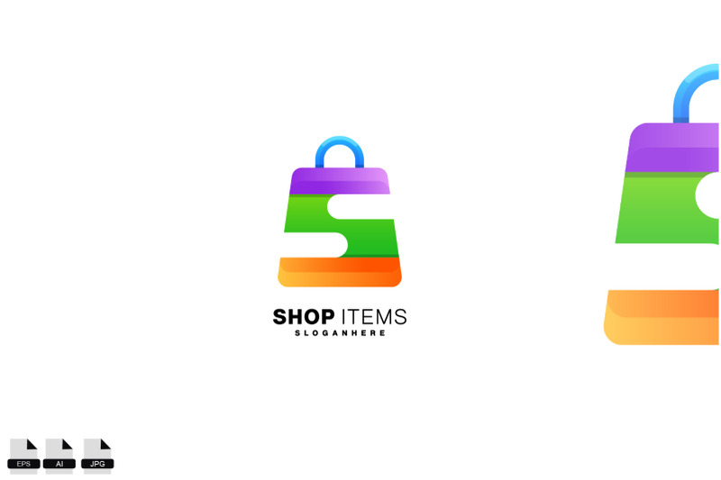 letter-s-with-shop-bag-logo-colorful-design-vector