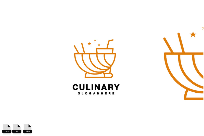 bowl-noodle-with-drink-logo-style-line-art-design