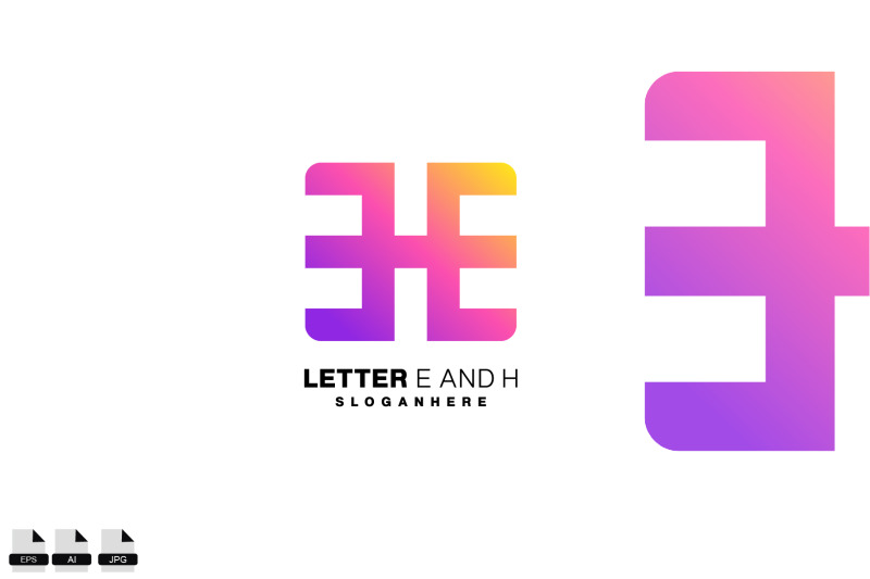 letter-e-and-h-logo-initial-design-gradient-color-template