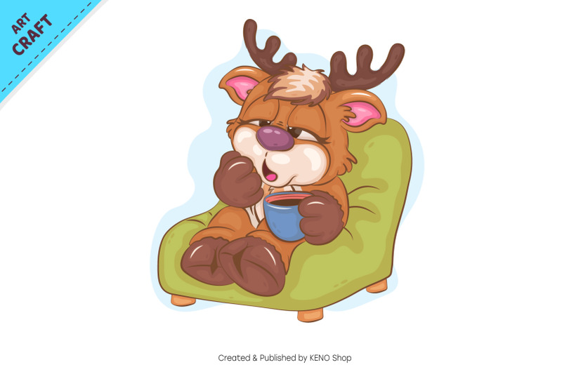 cartoon-sleepy-deer-clipart