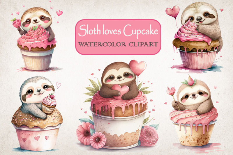 sloth-loves-cupcake-valentine-clipart-bundle