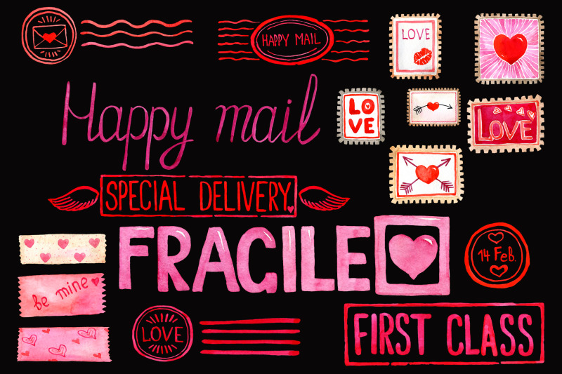 love-mail-stamps-clipart-valentines-day-love-letter-png