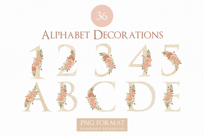 peach-watercolor-floral-and-gold-glitter-decoration