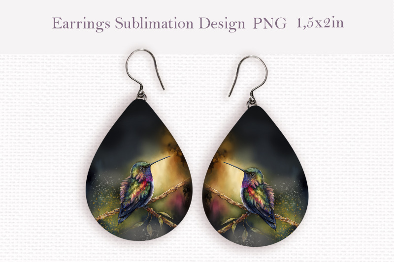 watercolor-hummingbird-teardrop-sublimation-earrings-design