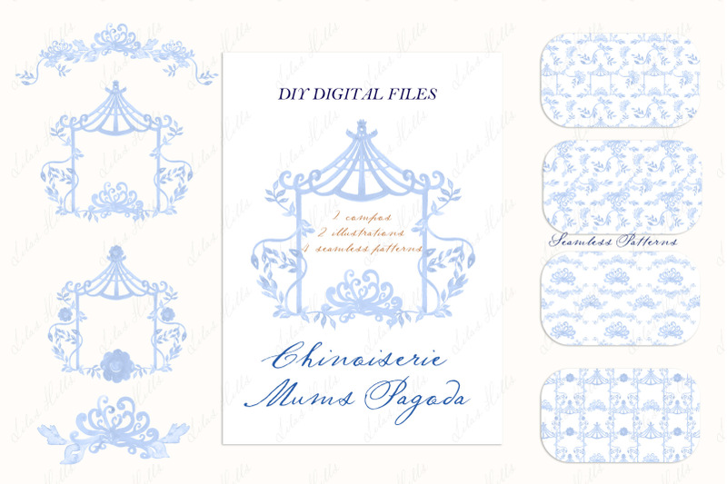 chinoiserie-mums-pagoda-blue-toile-diy-digital-paper-watercolor-clip