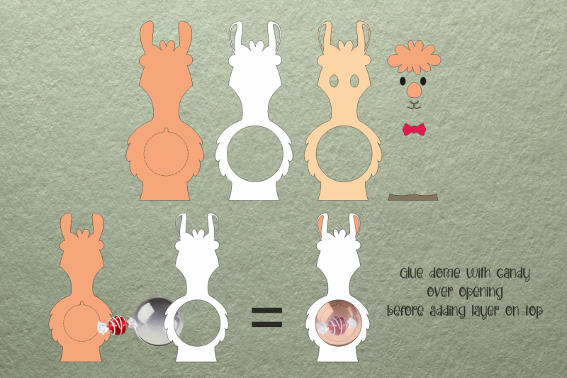 llama-candy-dome-paper-craft-template